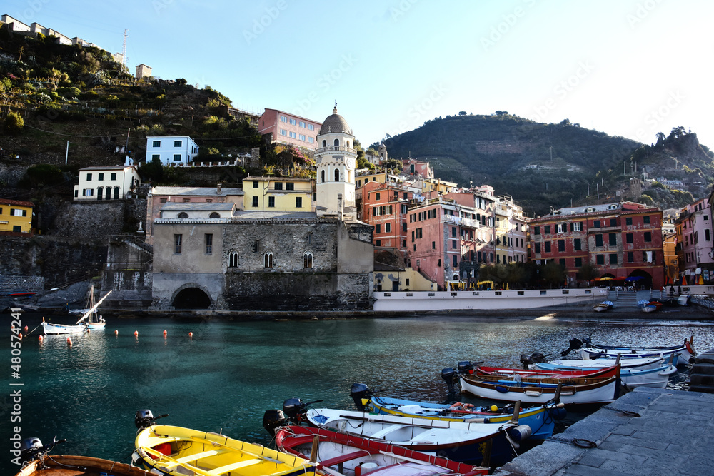 HDR Artistic image of village Vernazza in Cinque Terre, UNESCO heritage in Liguria, Italy