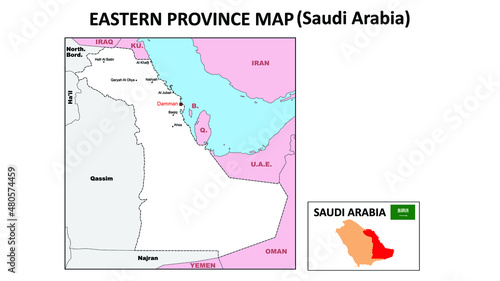 Eastern Province map. Political map of Eastern Province. Eastern Province Map of Saudi Arabia with white color.