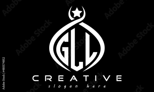 GLL three letters monogram curved oval initial logo design, geometric minimalist modern business shape creative logo, vector template photo