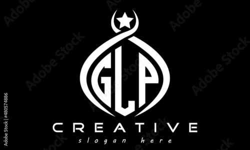GLP three letters monogram curved oval initial logo design, geometric minimalist modern business shape creative logo, vector template