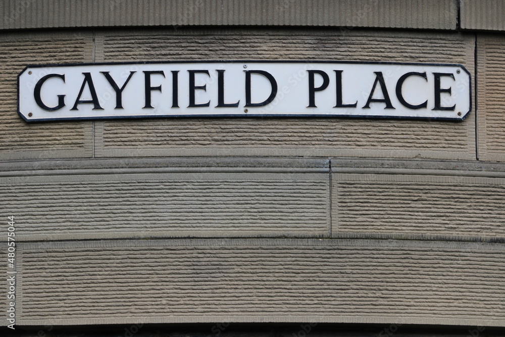 street name sign for gayfield place in edinburgh scotland