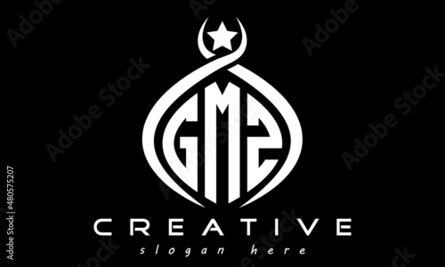 GMZ three letters monogram curved oval initial logo design, geometric minimalist modern business shape creative logo, vector template photo