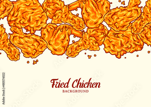 Crispy fried chicken background template