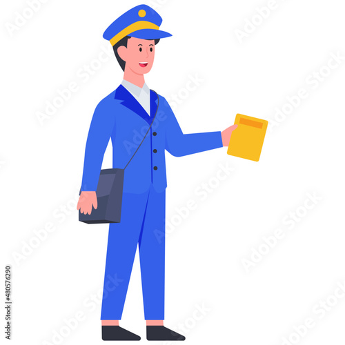 A flat design icon of postman
