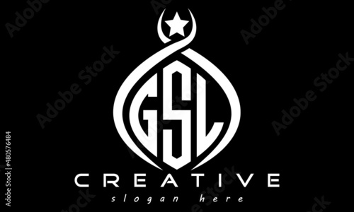 GSL three letters monogram curved oval initial logo design, geometric minimalist modern business shape creative logo, vector template