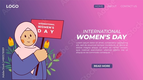 Flat International Women's Day landing page template