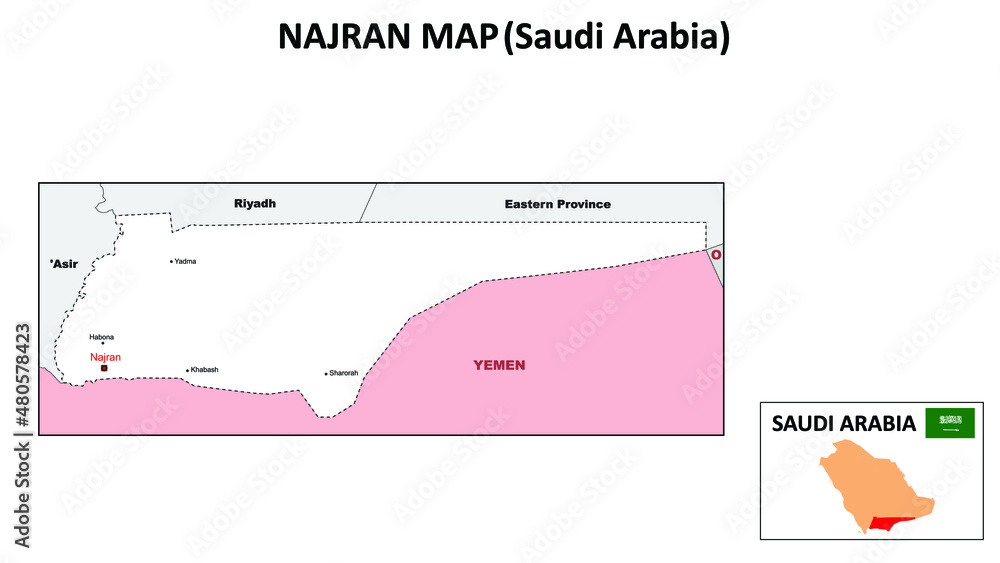 Najran Raster Data Map Vecteur Stock Najran map. Political map of Najran. Najran Map of Saudi ...
