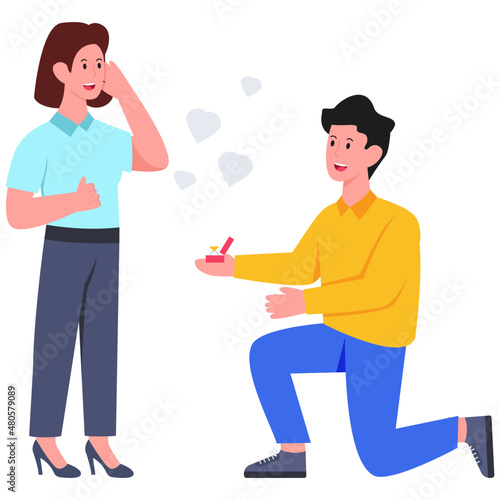 Loving illustrations of propose, valentine day celebration concept vector