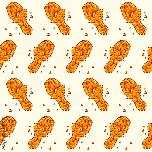 Crispy fried chicken seamless pattern