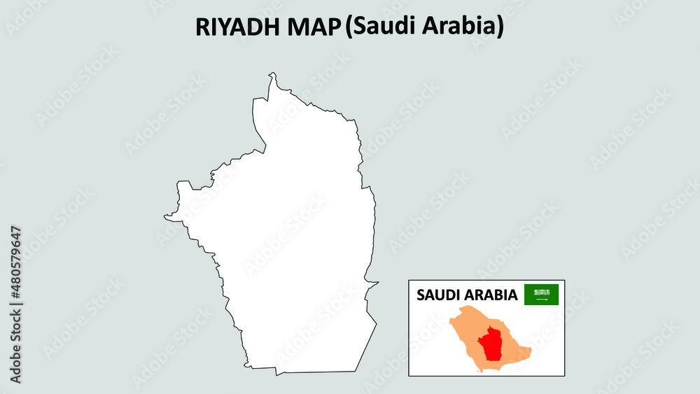 Riyadh  Map.Riyadh Map Saudi Arabia with white background and line map.