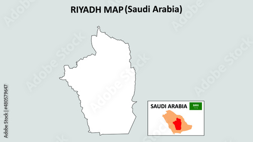 Riyadh Map.Riyadh Map Saudi Arabia with white background and line map.