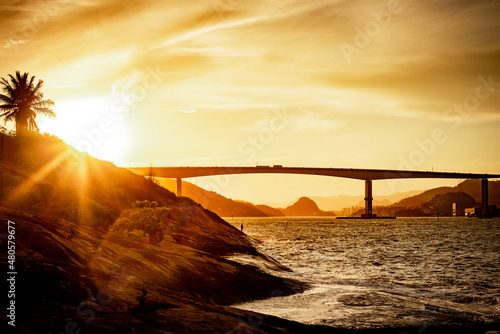 Terceira ponte ao por do sol em Vitória, ES photo