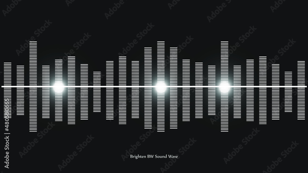 Glowing black and white sound wave with dotted frequency lines and neon effects style. BW light lines walpaper. Glowing black and white sound wave with dotted frequency lines and neon effects style. BW light lines walpaper.