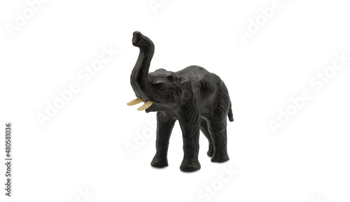 elephant figurine. made of genuine leather. close-up. is isolated on a white background. animal and wildlife. © stalk