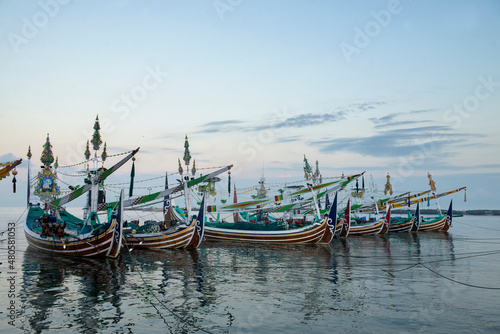 Traditional fishing boats at Pengambengan fishing port in Bali Island  Indonesia.