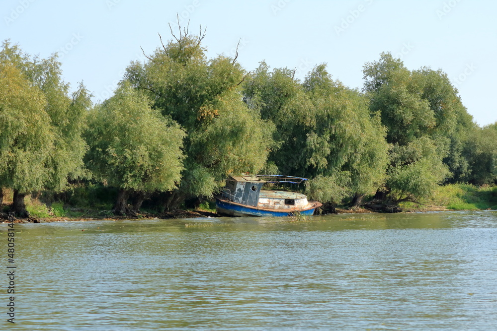 Abandoned Shipwreck in the Danube Delta in Romania Abandoned Shipwreck in the Danube Delta in Romania