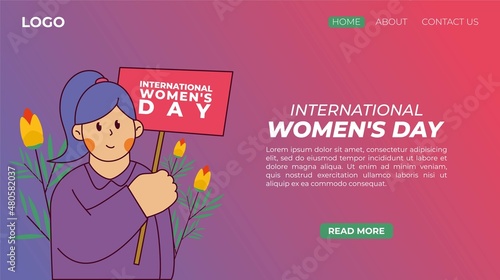 Flat International Women's Day landing page template