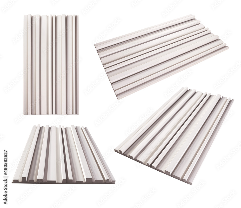 White 3D interior decorative wall gypsum panel isolated on white background with clipping path White 3D interior decorative wall gypsum panel isolated on white background with clipping path