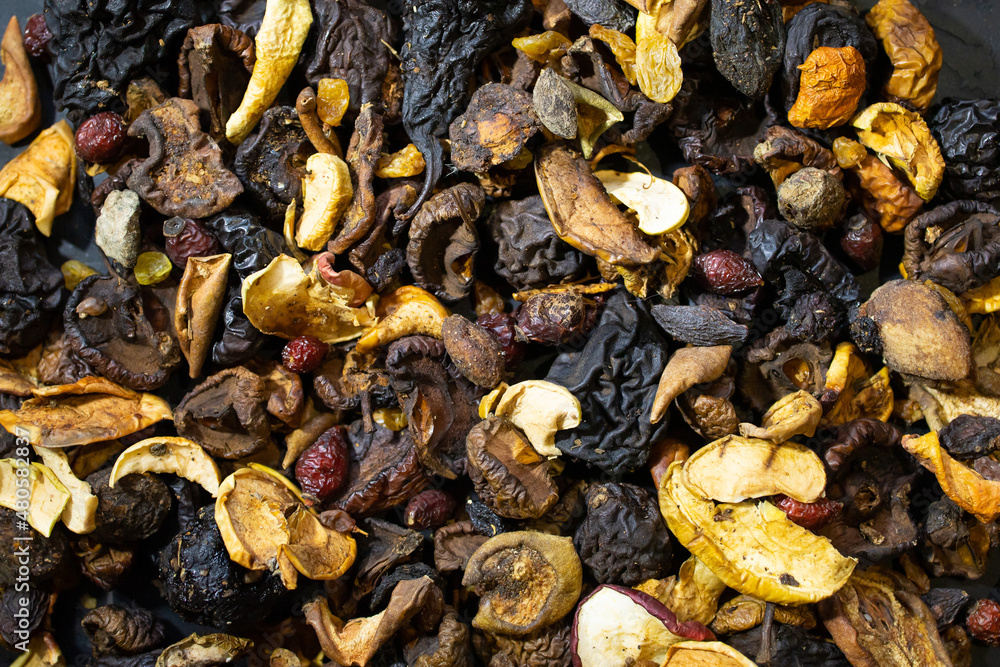Dry dried fruit pear apple apricot rosehip background Dry dried fruit pear apple apricot rosehip background