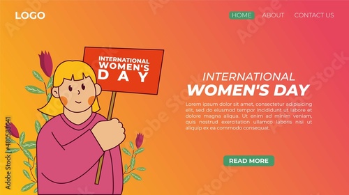 Flat International Women's Day landing page template