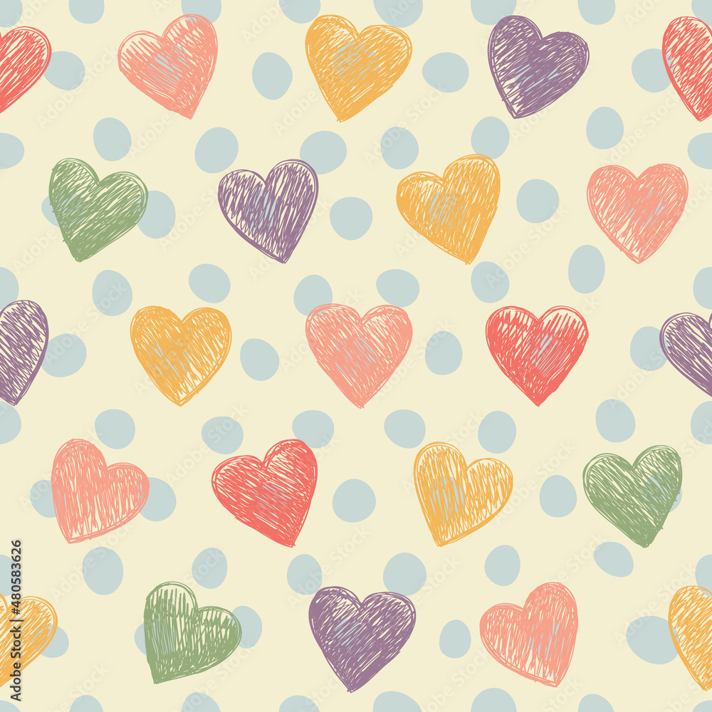 Seamless background with hearts in retro style. Seamless background with hearts in retro style.