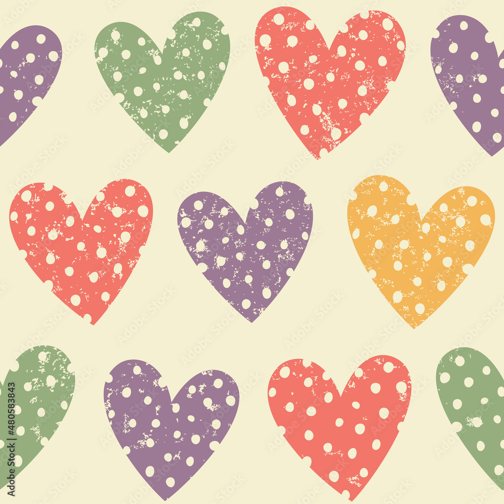 Seamless background with hearts in retro style. Seamless background with hearts in retro style.
