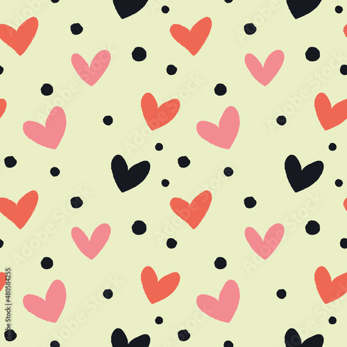 Seamless pattern with hearts and arrows.