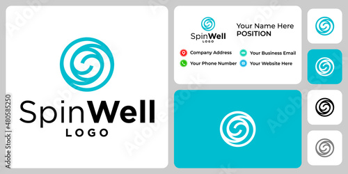 Letter S monogram spin logo with business card template.