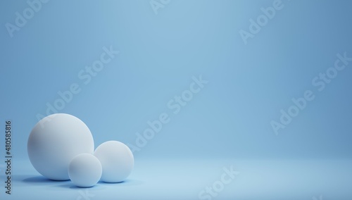 white geometric shapes against frosty blue background, 3d render