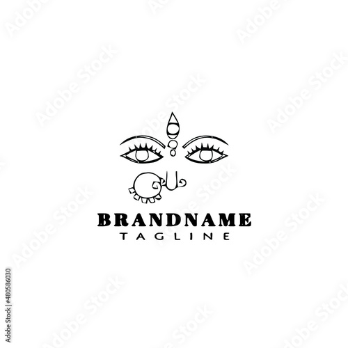 durga goddess of power, divine mother of the universe logo cartoon icon design black isolated vector illustration