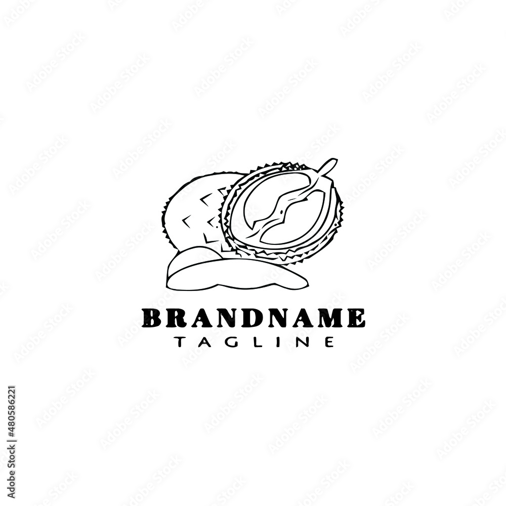 durian fruit logo cartoon icon design template black isolated vector illustration