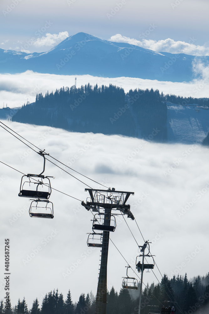 beautiful landscape view of carpathian bukovel mountain ski resort