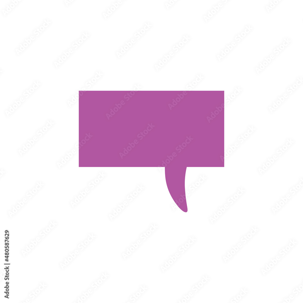 Sign and symbols concept. Outline symbol in flat style. Vibrant line icon of violet speech bubble in form of rectangle Sign and symbols concept. Outline symbol in flat style. Vibrant line icon of violet speech bubble in form of rectangle