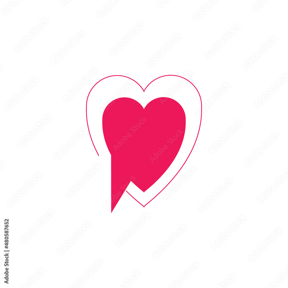 Sign and symbols concept. Outline symbol in flat style. Vibrant line icon of pink speech bubble in form of heart