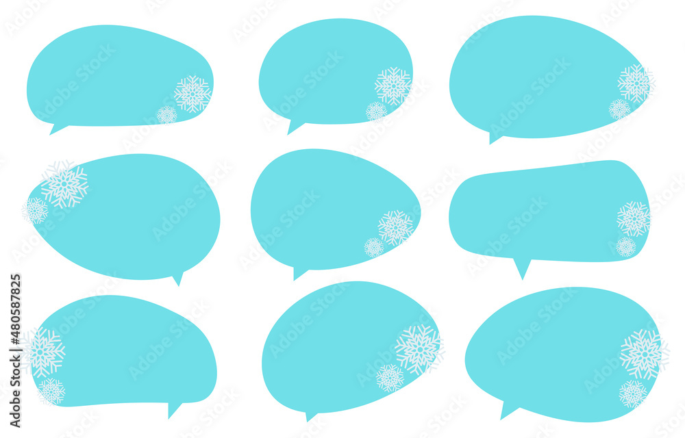 Set christmas speech bubbles with snowflake on white background. chat box vector and doodle message or communication icon Cloud speaking for comics and minimal message dialog Set christmas speech bubbles with snowflake on white background. chat box vector and doodle message or communication icon Cloud speaking for comics and minimal message dialog