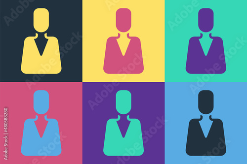 Pop art Employee icon isolated on color background. Head hunting. Business target or Employment. Human resource and recruitment for business. Vector