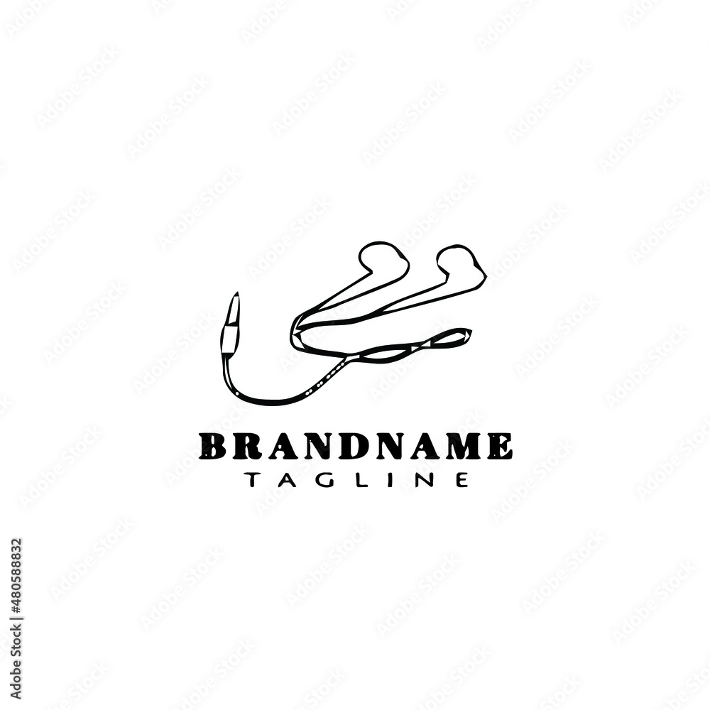 Fototapeta premium ear buds logo cartoon icon design template black isolated vector illustration