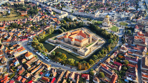 Εκτύπωση καμβά Aerial drone view of the Fagaras Citadel, Romania