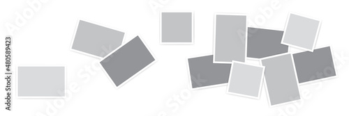 Set of empty photo frames isolated on white background.