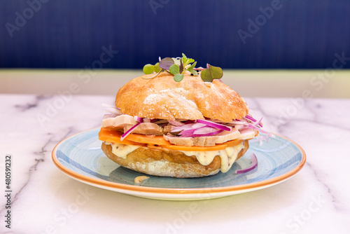 Fotografie The Mollete has its first antecedent in unleavened, unleavened bread of Hebrew origin