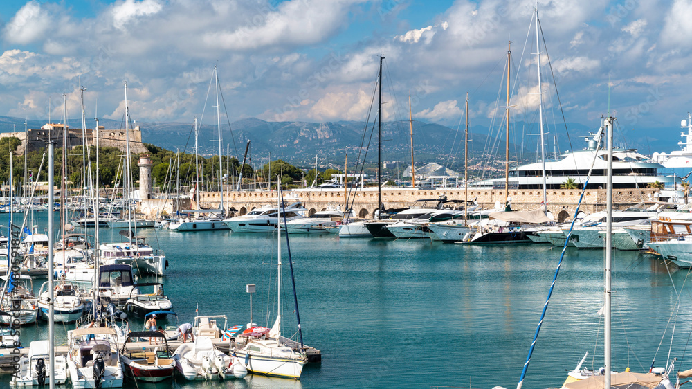 View of the sea port in Antibes, France
