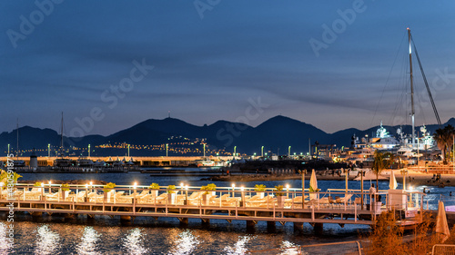 Wallpaper Mural View of sea port in Cannes at night, France Torontodigital.ca