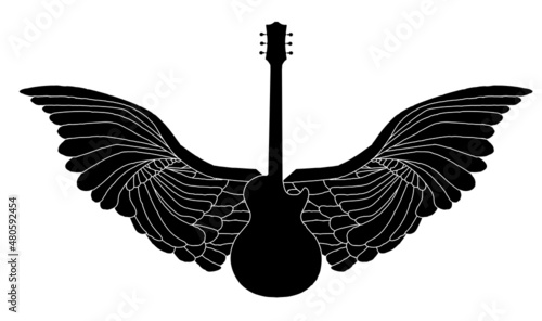 Guitar Angel Wings Silhouette