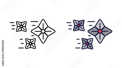 Star ninja blades icon set. Throwing knife series special collection linear icon set. Download creative war encounter related vector. Editable linear icon set. white background.