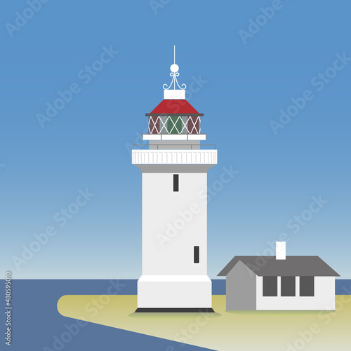 Sletterhage lighthouse in Denmark.  Vector Illustration