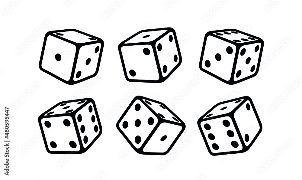 A set of dice. Cube for table, gambling. Isolated vector illustration on white background. - obrazy, fototapety, plakaty 