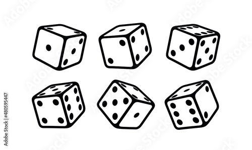 A set of dice. Cube for table, gambling. Isolated vector illustration on white background.