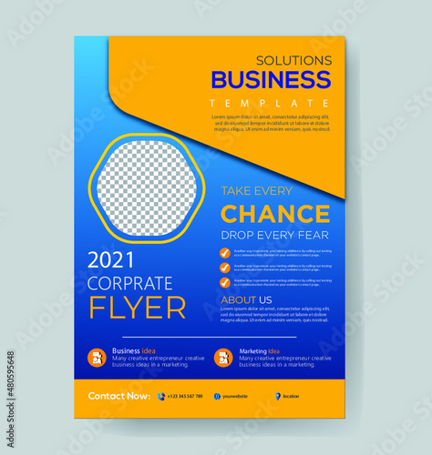 Business flyer template with photo Free Vector Templates EPS 