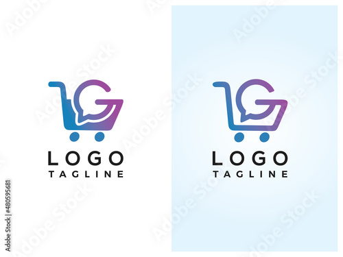 Billede på lærred letter G shopping cart logo design template [vector]