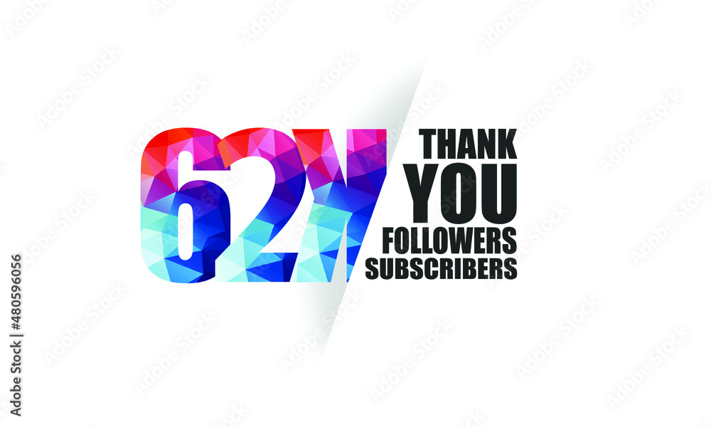 Fototapeta premium 62K, 62.000 followers, subscribers design for internet, social media, anniversary and celebration achievement-vector